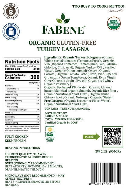 Organic Gluten-Free Turkey Lasagna (No Dairy, Egg-Free Pasta)