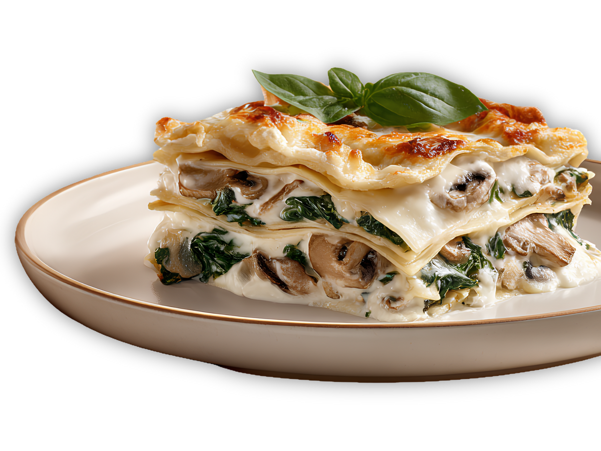 Gluten-Free Vegetarian Lasagna with Spinach & Mushrooms (Egg-Free Pasta)