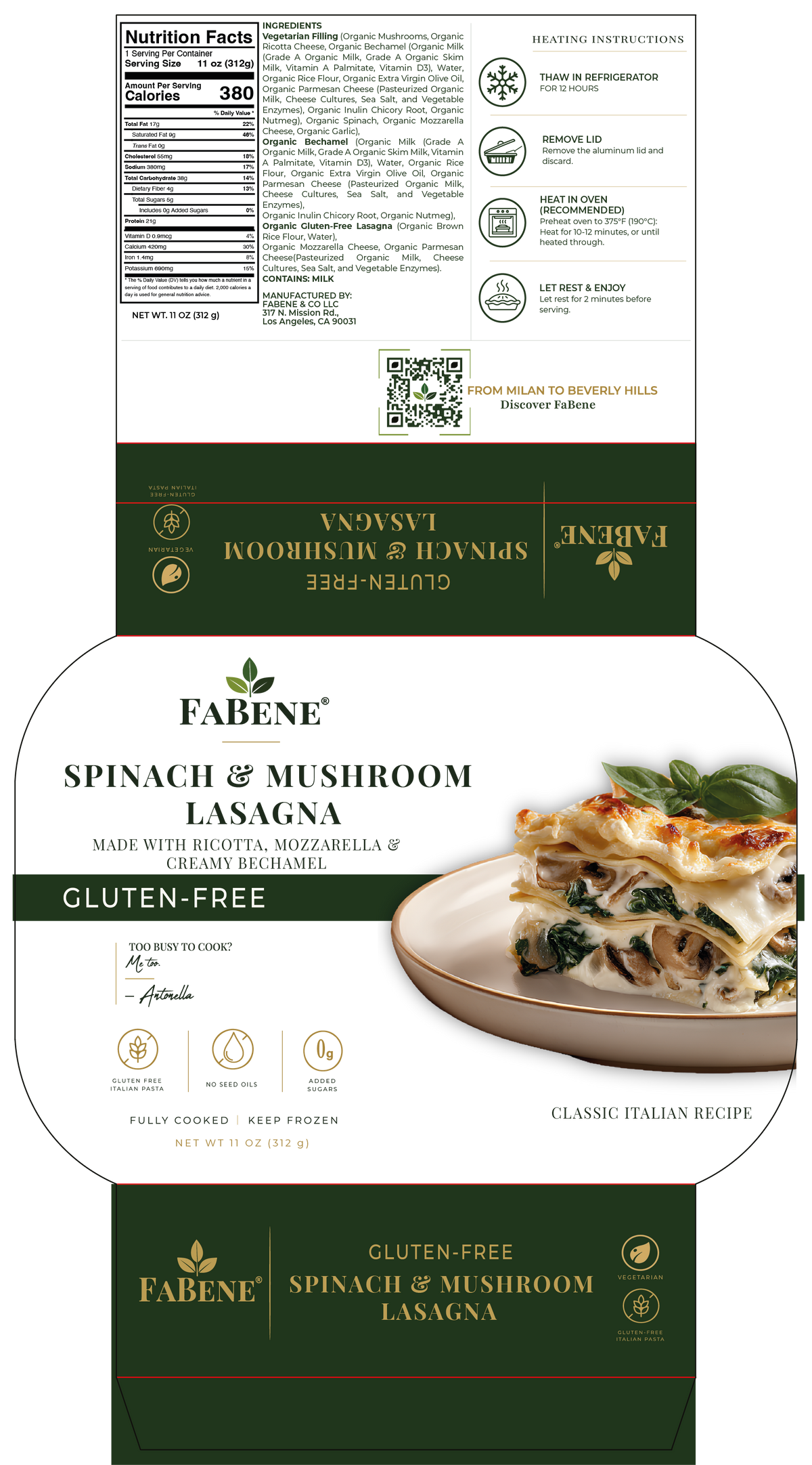 Gluten-Free Vegetarian Lasagna with Spinach & Mushrooms (Egg-Free Pasta)